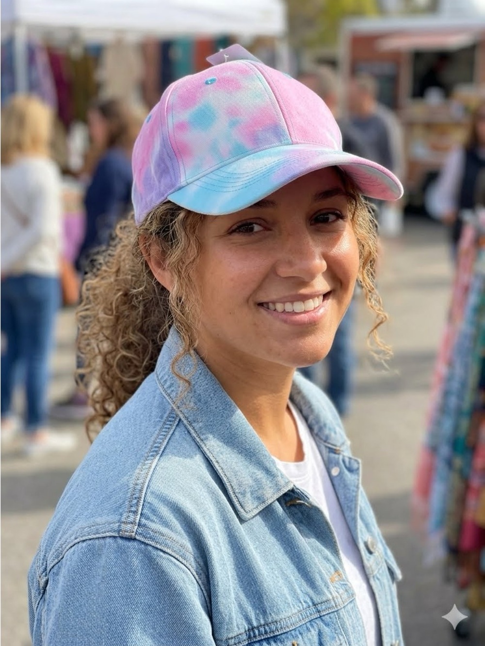 Pastel Tie-Dye Baseball Cap - Pink & Blue